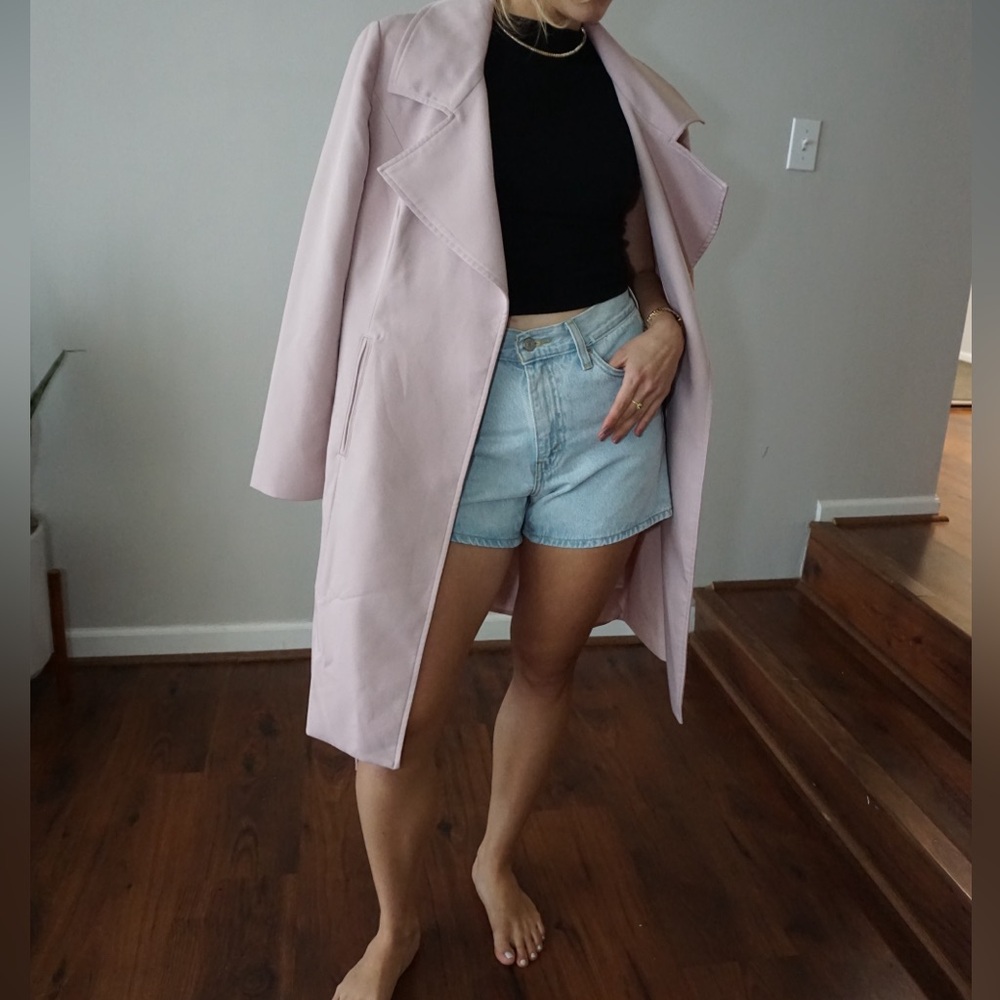 Yumi Outwear Pink Trench Coat size L